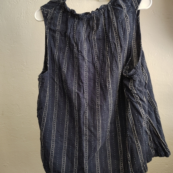Navy Blue Striped Women's Top - Picture 8 of 9